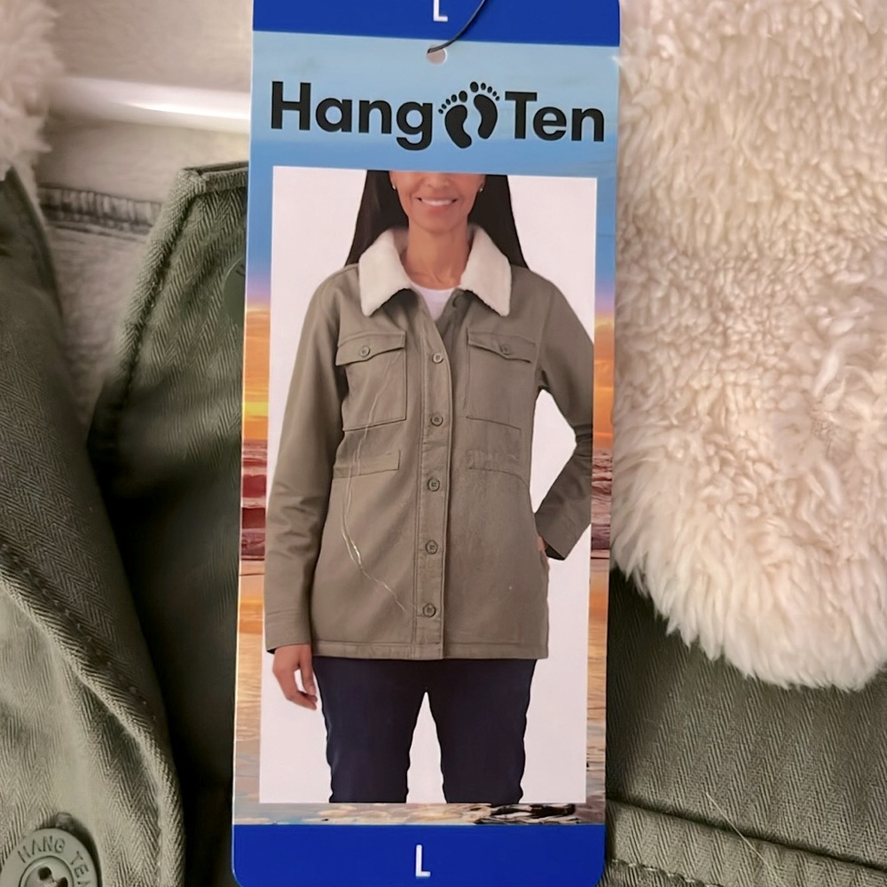 NWT Fleece Lined Cinch Army Green Jacket